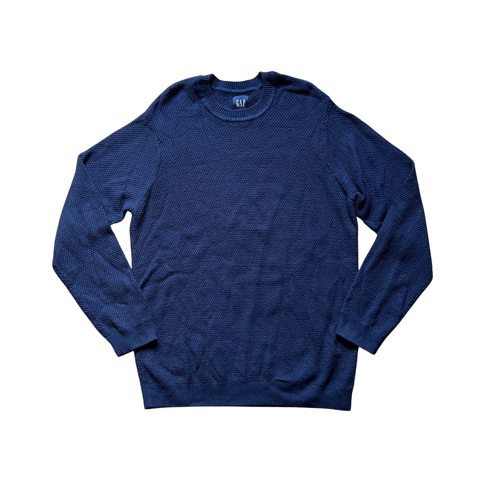 Vtg Y2K Gap Mens Sweater L Navy Blue Crewneck Classic Minimalist Preppy Basic
